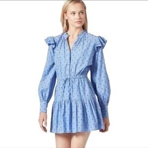 Joie Monesa chambray ruffle long sleeve dress